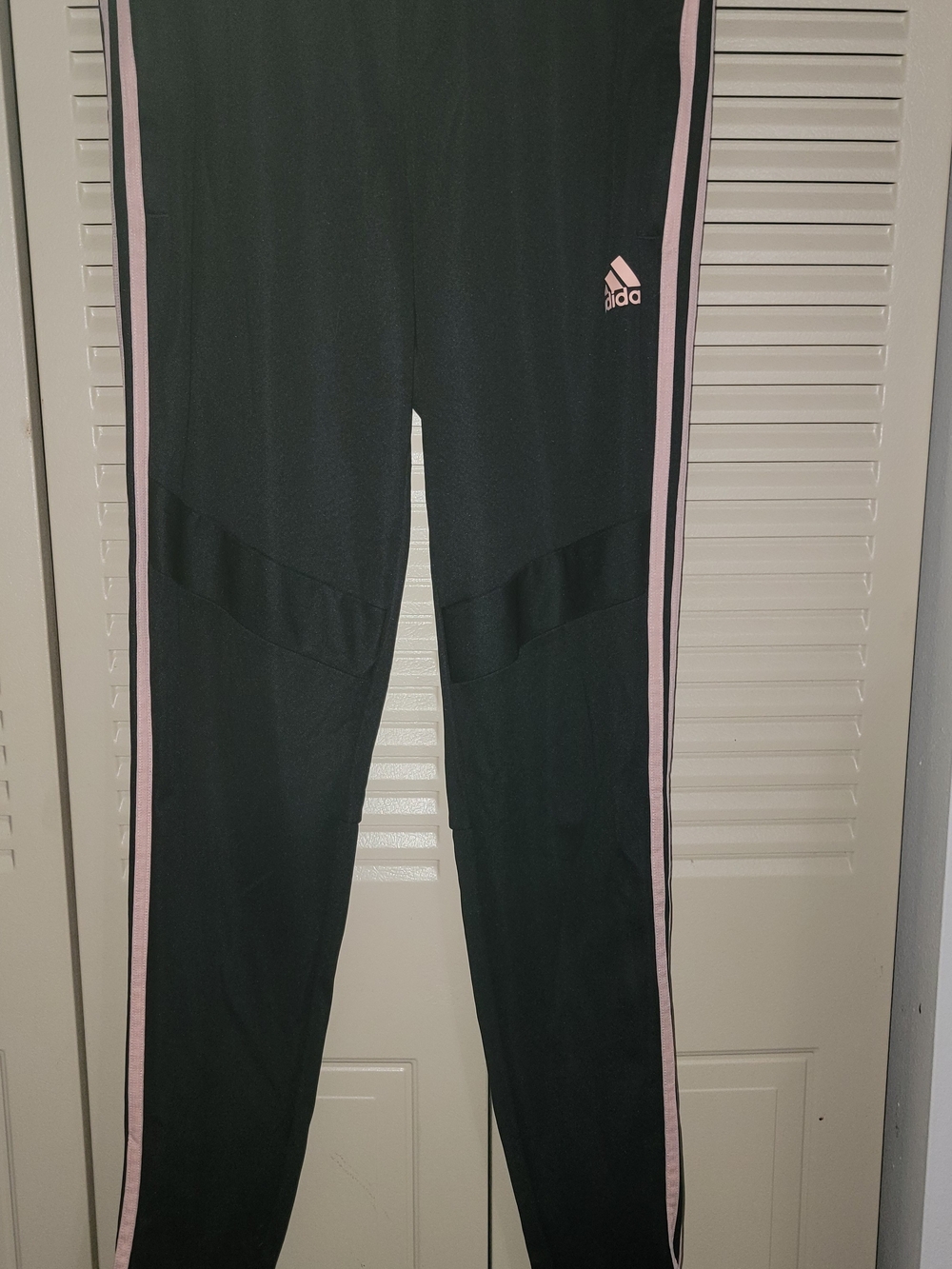 adidas Black Leggings with Pink Side Stripes